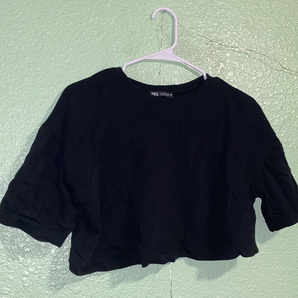 Zara basic black crop top